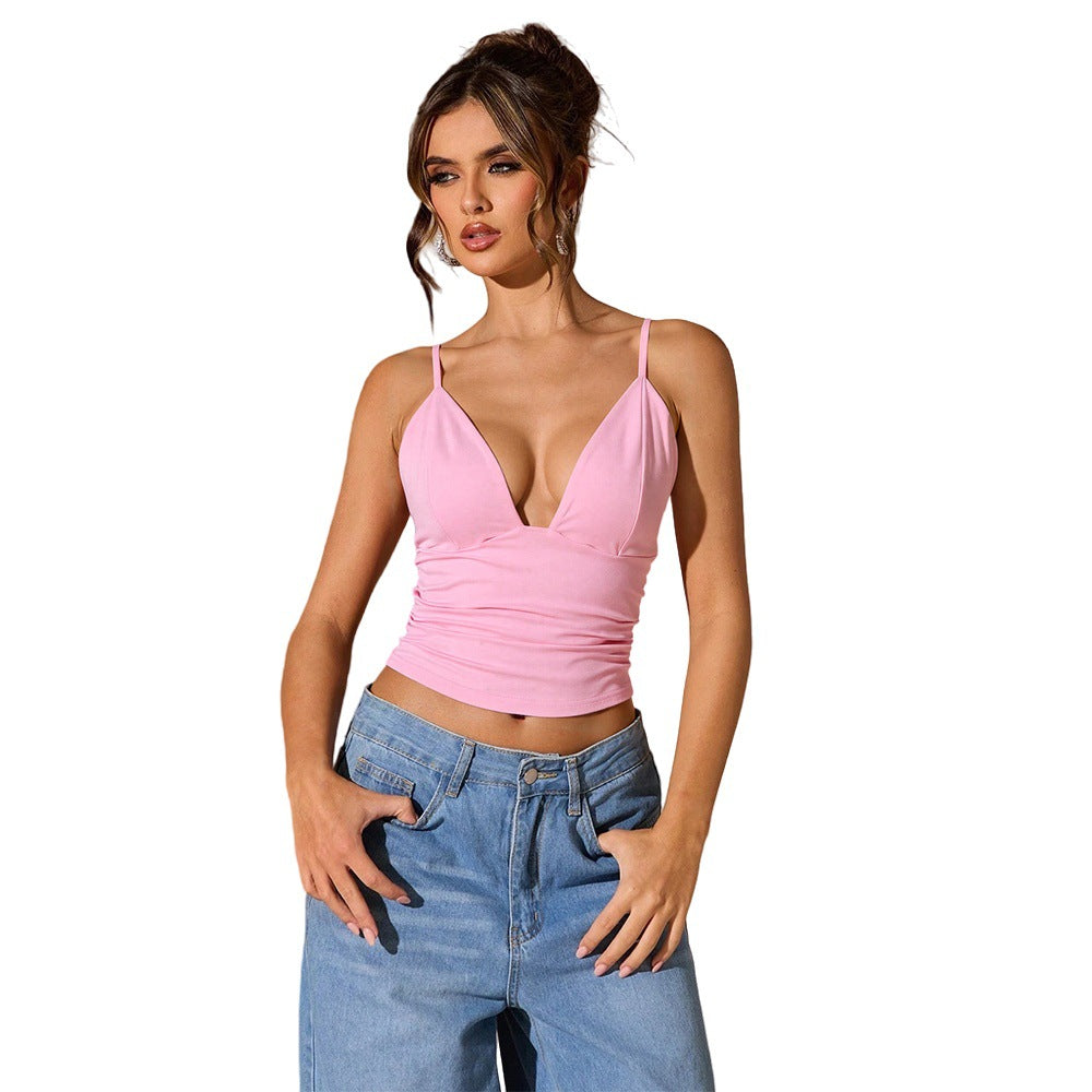 Sleeveless top for women with deep V-neck and trendy spaghetti straps Chic & Stil