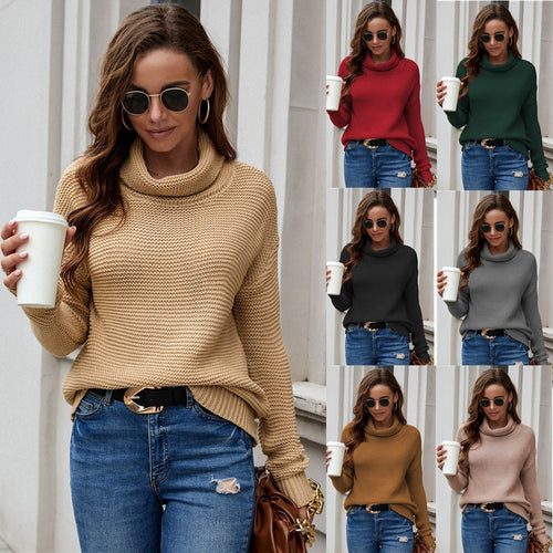 Knit sweater with pattern for women with high collar and relaxed fit Lune London