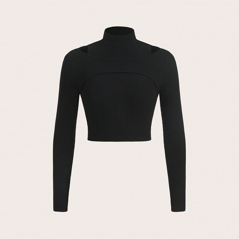 Short top for women with a high collar design and a sophisticated cut Chic & Stil