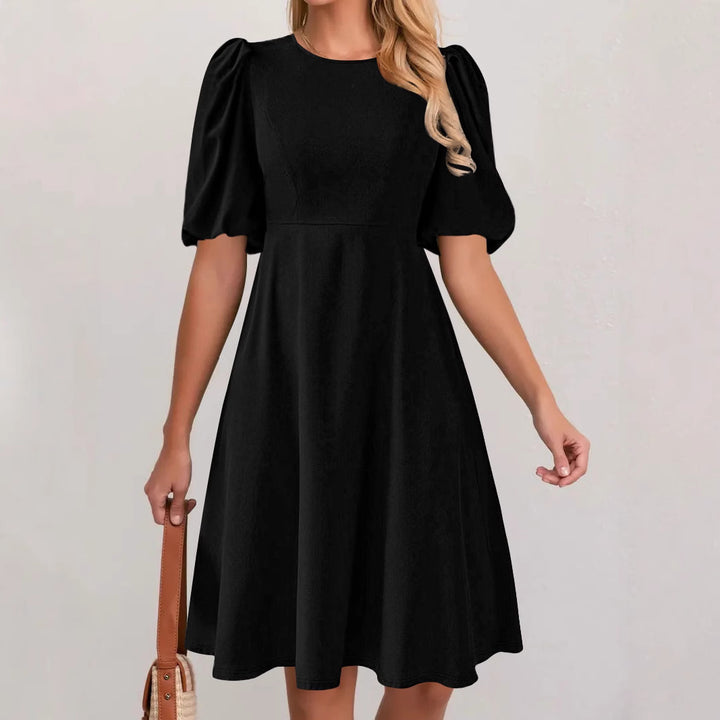 Ladies Elegant A-Line Dress Puff Sleeves Lune London