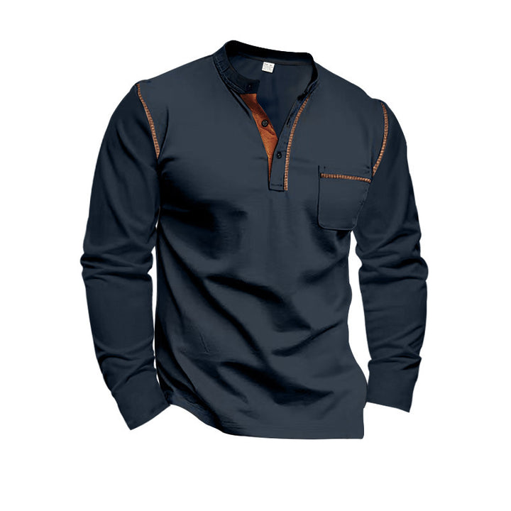 Stylish long sleeve shirt for men with high collar and chest pocket Lune London