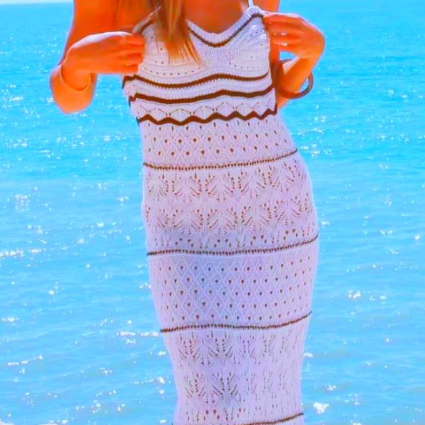 Maxi crochet dress for ladies with a flowing cut and refined details Lune London