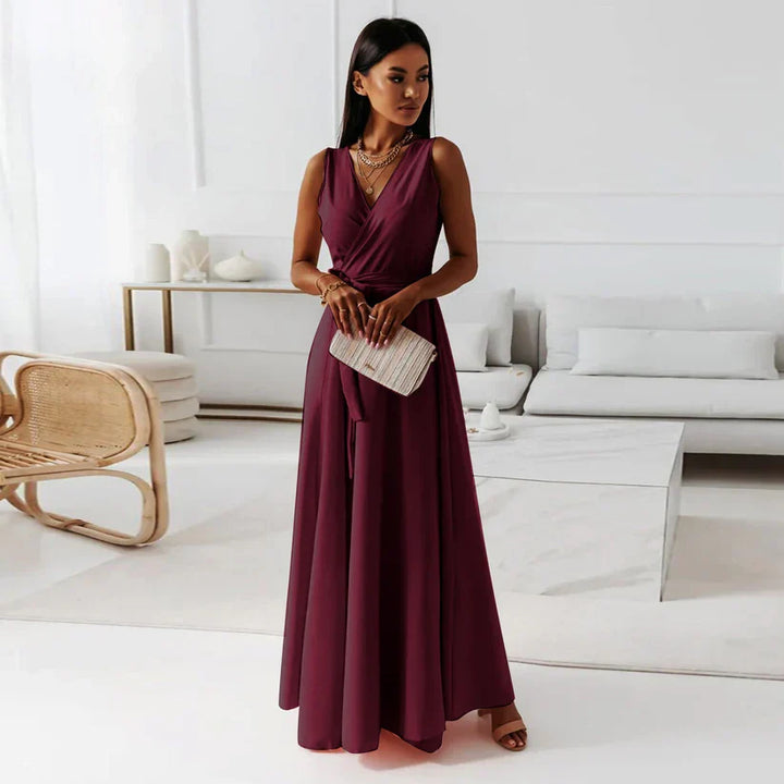 Lune London | Women Solid Color V-Neck Long Dress