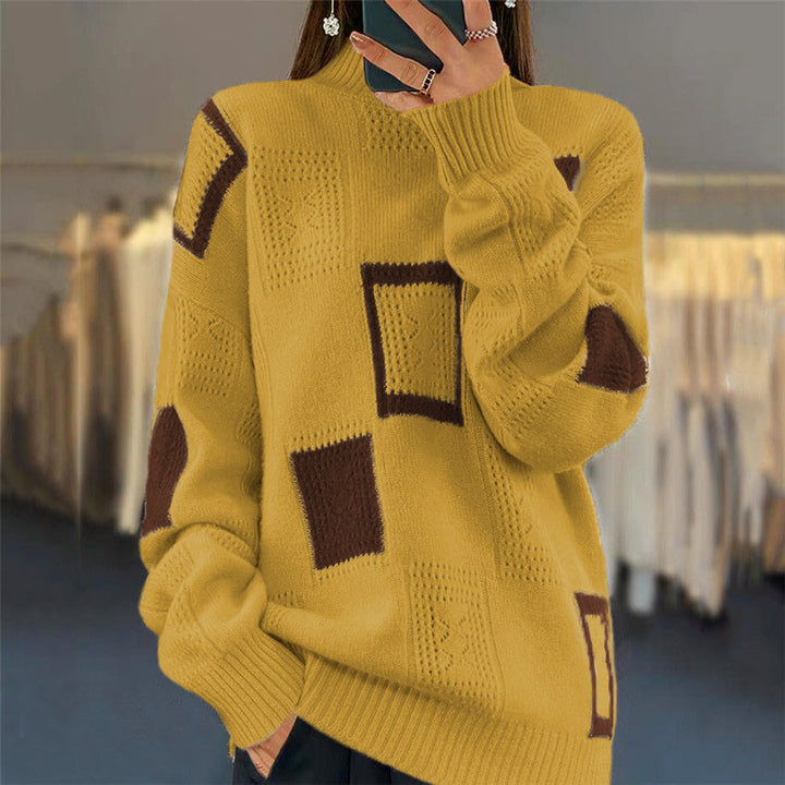 Fashionable women's sweater with textured patchwork pattern Lune London