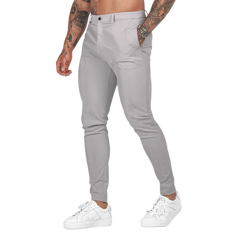 Men's Elegant Slim-Fit Chino Pants with Elastic Waistband and Practical Pockets Lune London
