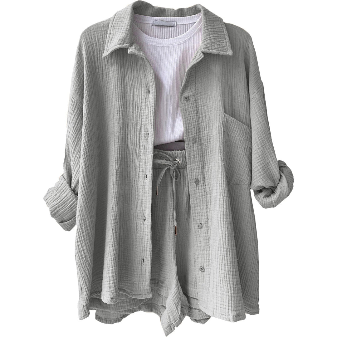 Women Casual Comfort Set Made of Shorts and Oversized Shirt Lune London