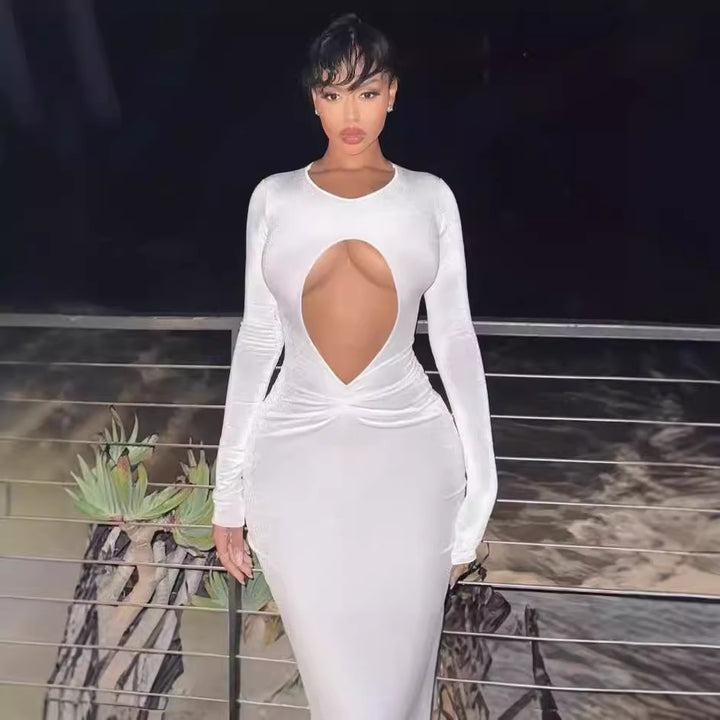 Sculpting maxi dress for women with creative cutouts Lune London