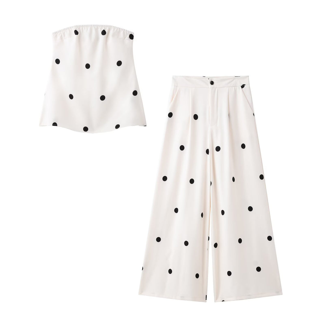 Women's set consisting of a sleeveless top and wide polka dot pants Lune London