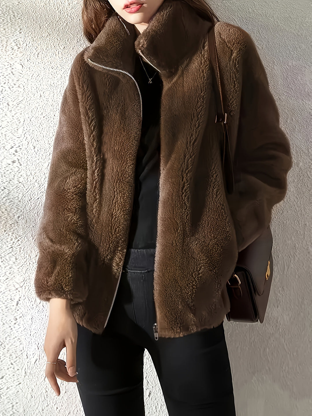 Veste en polaire pour femmes avec col montant et fermeture éclair pratique Chic & Stil