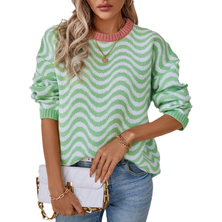 Women comfortable sweater with modern wave patterns and a minimalist cut Lune London