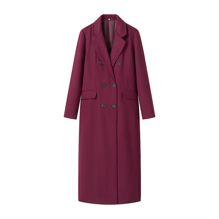 Elegant long coat with long sleeves for women in double-breasted style Lune London