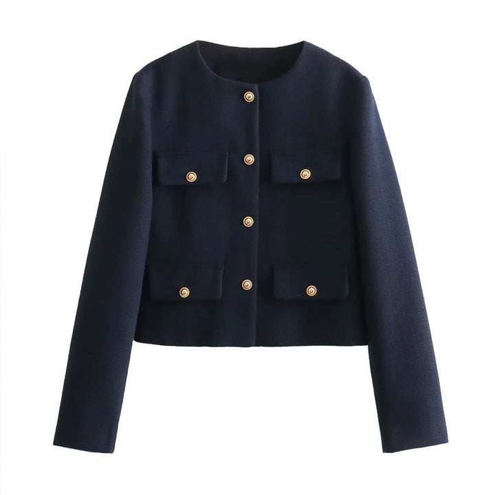 Trendy short jacket for women with decorative buttons and practical pockets Lune London