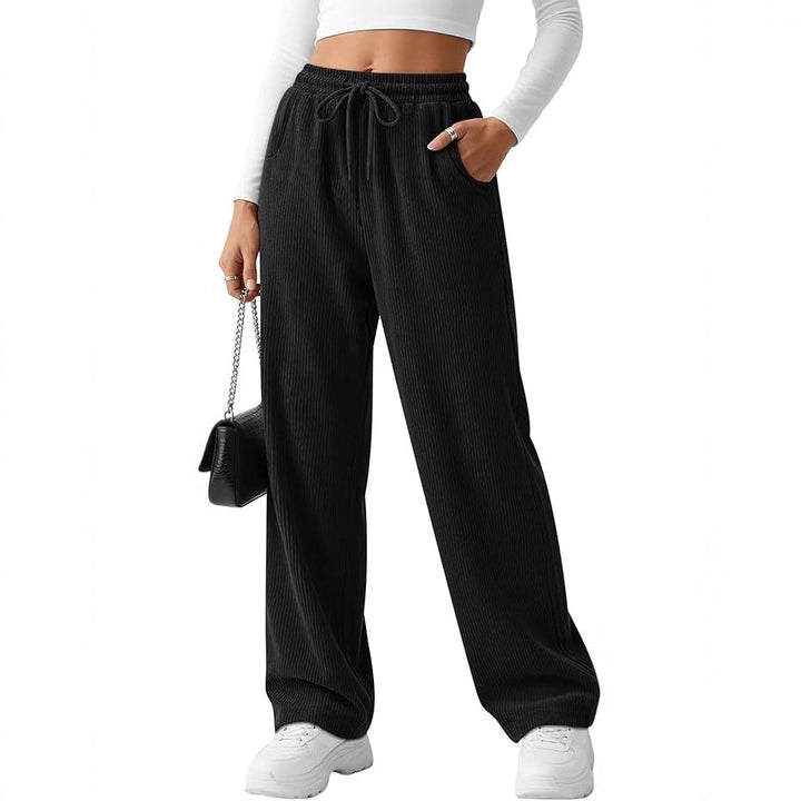 Pantalon en tricot large à côtes pour femmes avec cordon de serrage Chic & Stil