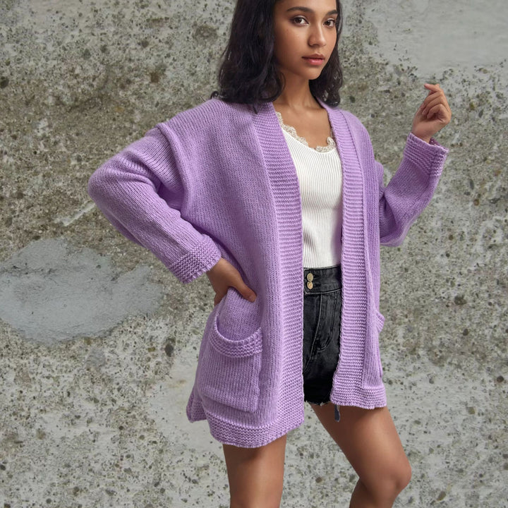 Knitted jacket for women with large pockets and relaxed fit Lune Londonl