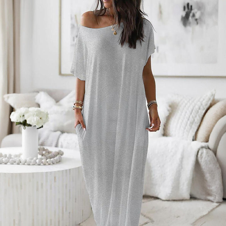 Women Loose Maxi Dress with Animal Print and Side Pockets Lune London