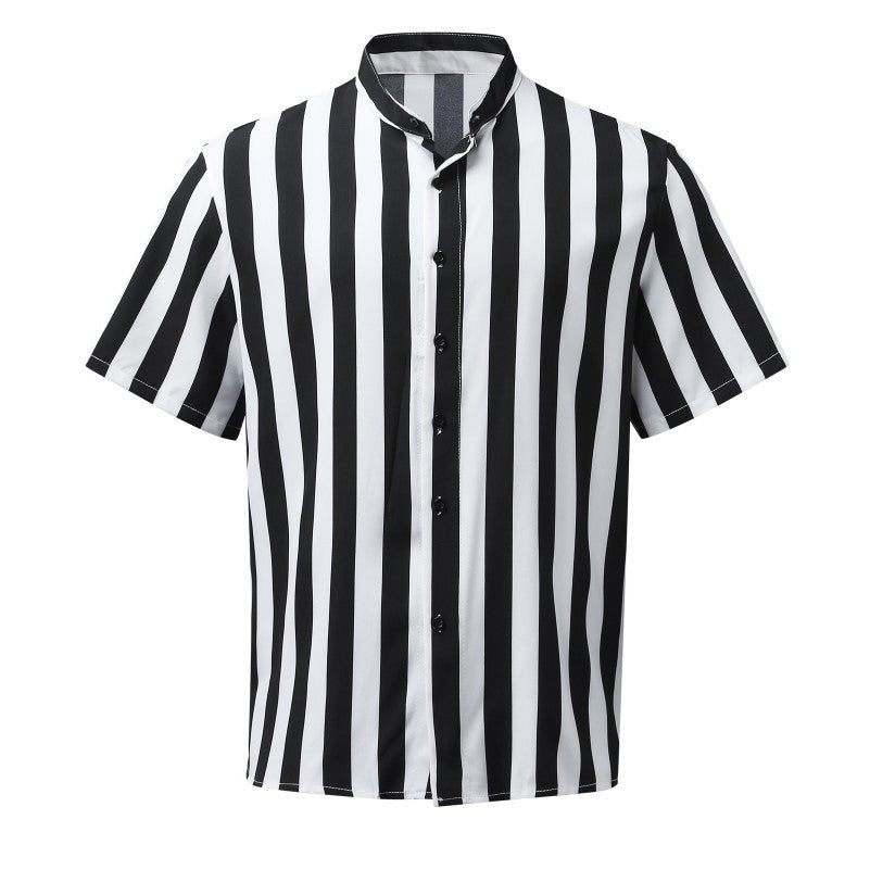 Short-sleeved shirt for men with a modern striped pattern and a stand collar Lune London