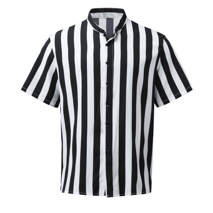 Short-sleeved shirt for men with a modern striped pattern and a stand collar Lune London
