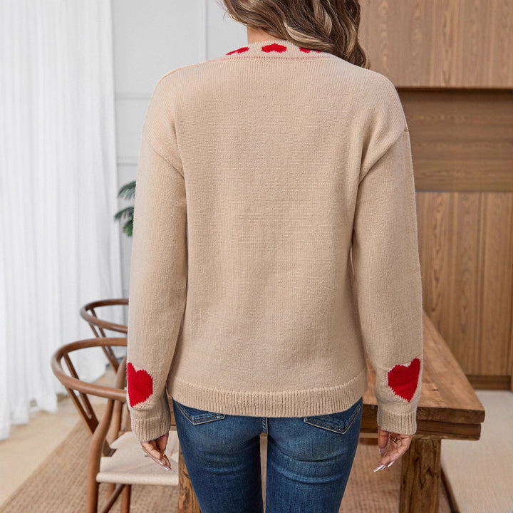 Women's knitted jacket with romantic heart patterns and a laced look Lune London