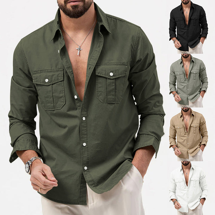 Long sleeve shirt for men with two chest pockets and modern fit Lune London