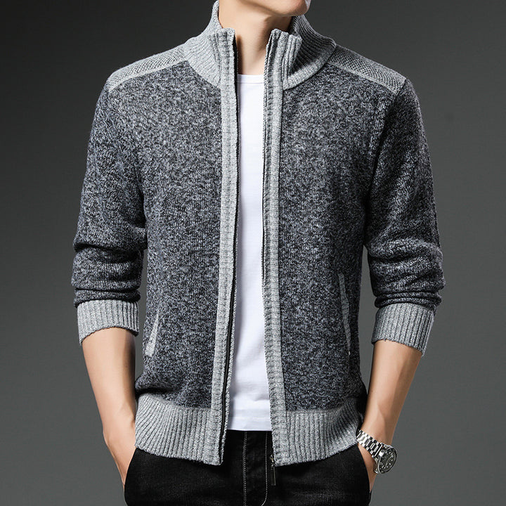 Men's knit jacket with high collar and practical pockets Lune London