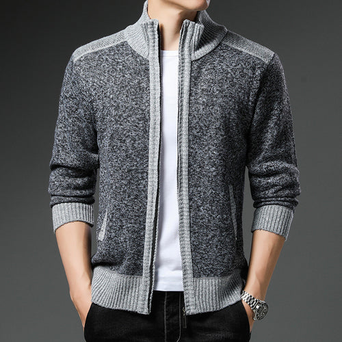 Men's knit jacket with high collar and practical pockets Lune London