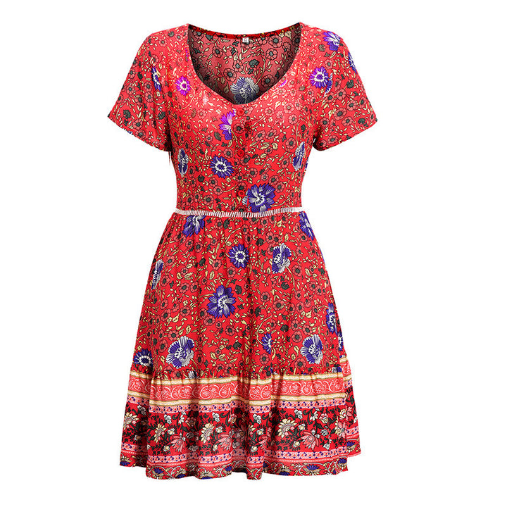Elegant summer dress for women with floral design and belt waist Lune London