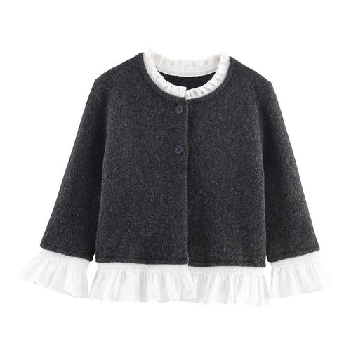 Short women's jacket with ruffles and button details Lune London