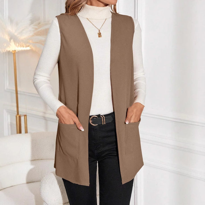 Gilet long réversible pour femmes avec poches Chic & Stil