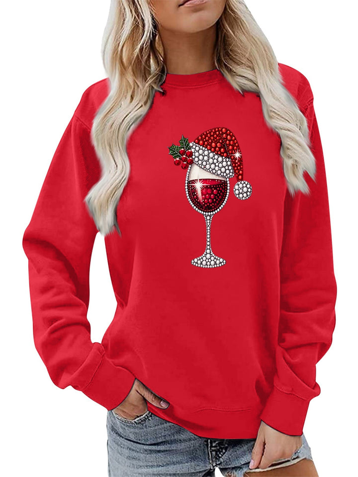 Sweatshirt pour femmes avec doublure douce et motif festif en vin Chic & Stil