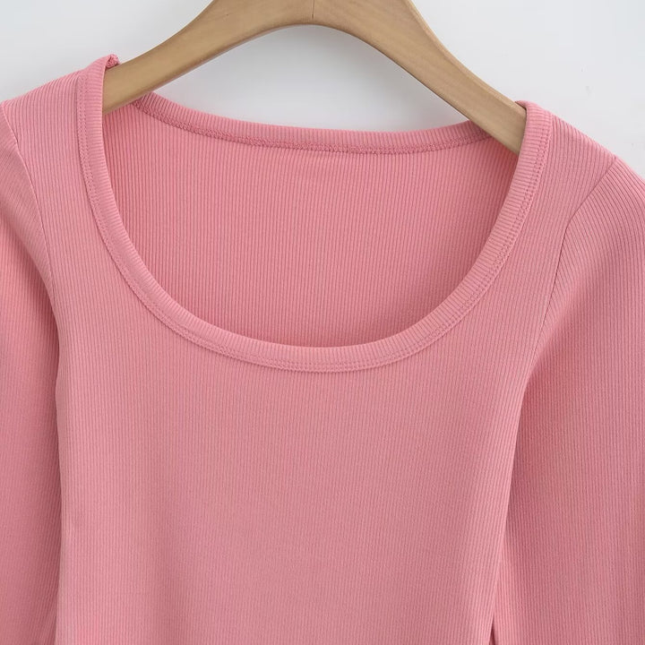 Long sleeve t-shirt for women with an elegant round neck and a fine ribbed structure Lune London