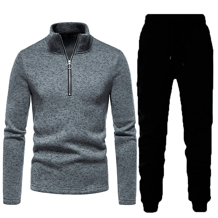 Men's sporty fleece training set with high collar and practical pockets Lune London