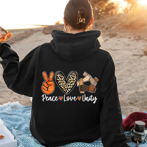 Women's hoodie with high-quality Peace-Love-Unity design Lune London