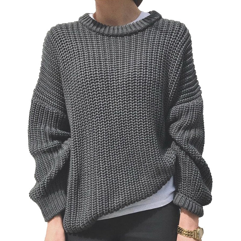 Chunky knit sweater for women with a relaxed fit and voluminous sleeves Chic and Style