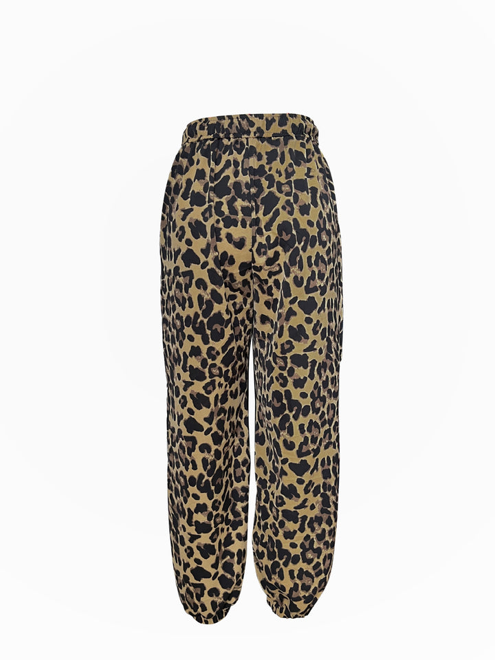 Casual leopard print pants for women with elastic waistband Lune London