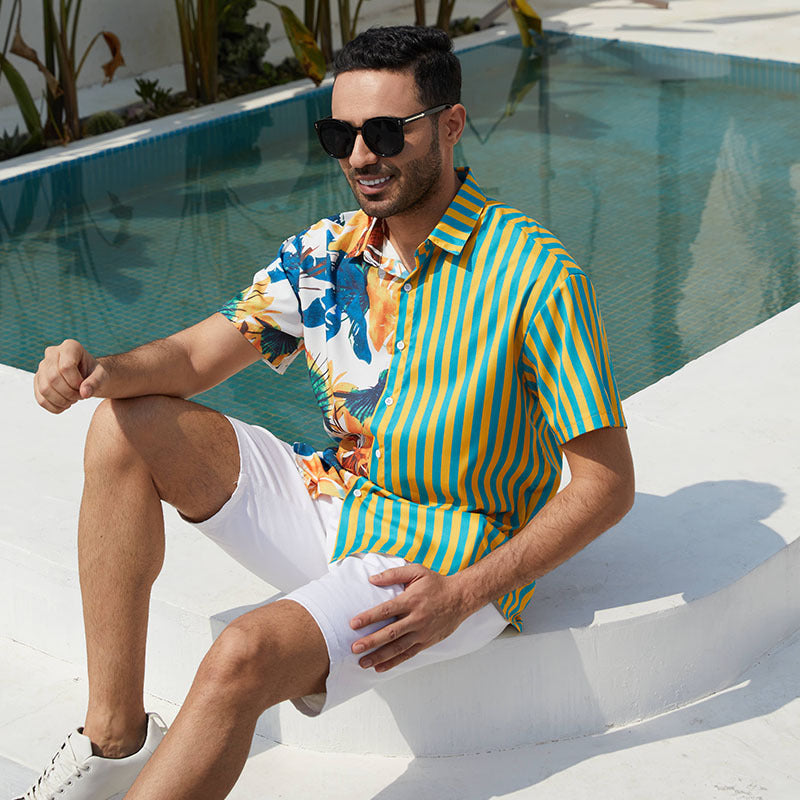 Short sleeve shirt for men with colorful pattern and chic summer design