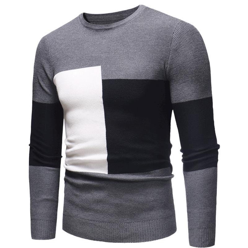 Designer men's sweater with modern block pattern Lune London