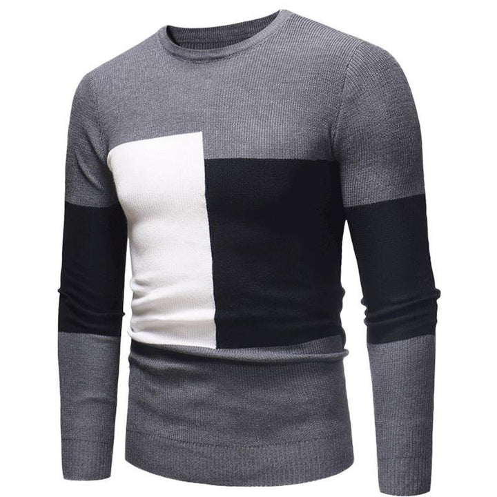 Designer men's sweater with modern block pattern Lune London