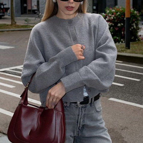 Lune London trendy cropped sweater for women with balloon sleeves