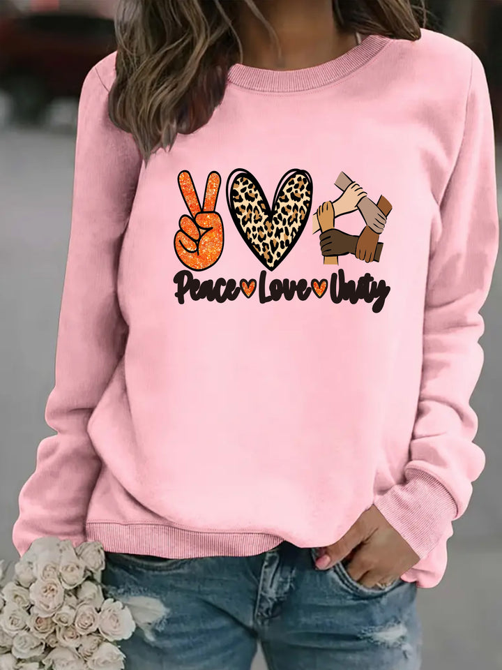 Sweatshirt pour femmes avec un design créatif Paix, Amour & Unité Chic & Stil