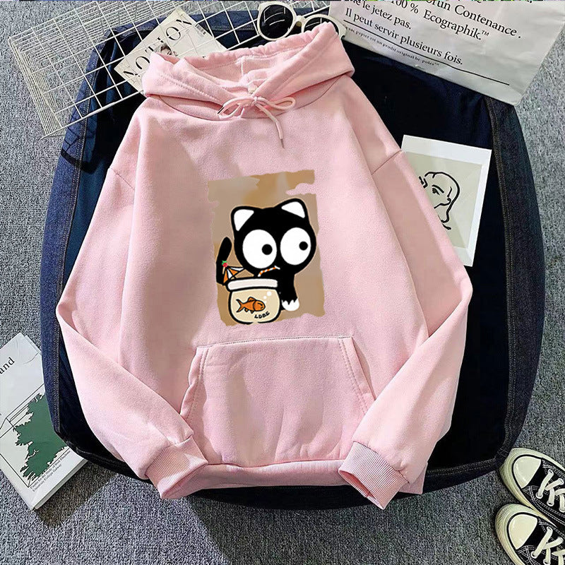 Women's hooded sweatshirt with cute cat design Chic & Stil