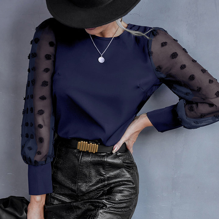 Women's shirt with puffed transparent sleeves and a decorative detail Lune London