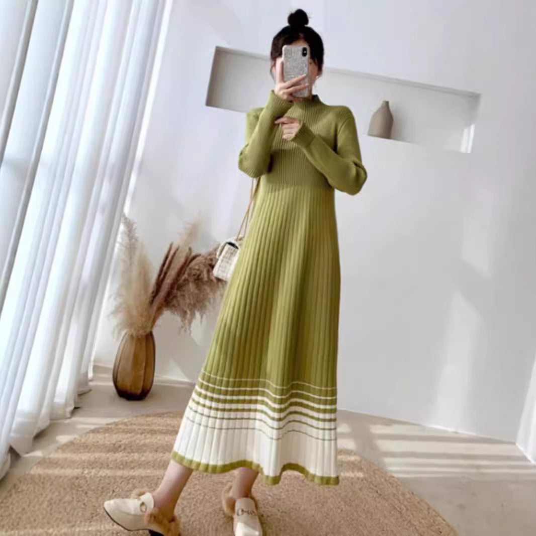 Fluid maxi dress for women with pleated details and contrasting hem Lune London