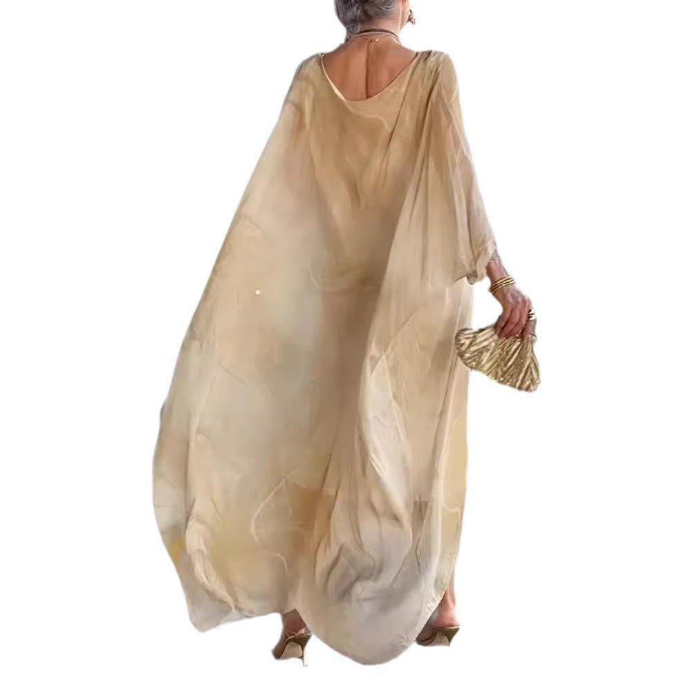 Fluid kaftan dress for women with a catchy pattern Lune London