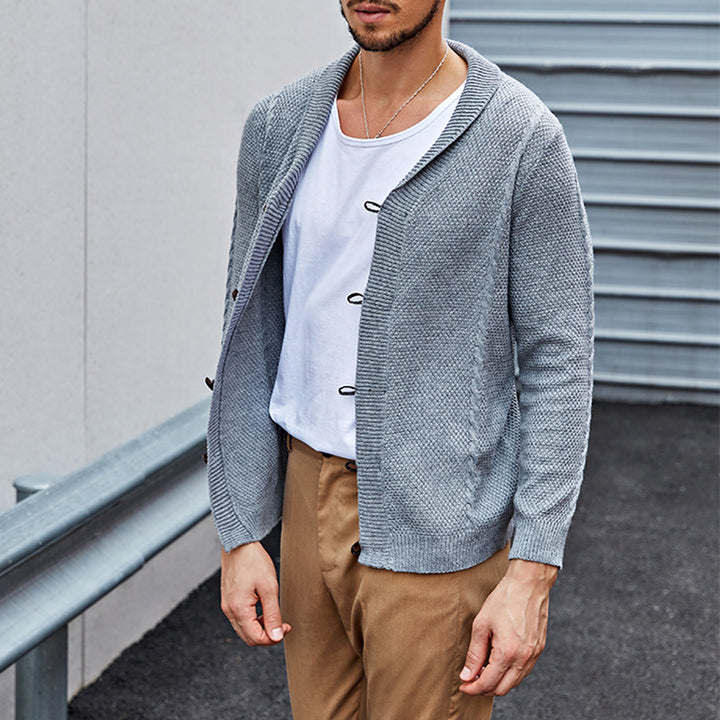 Casual knitted cardigan for men with a refined structure and an open fit Lune London