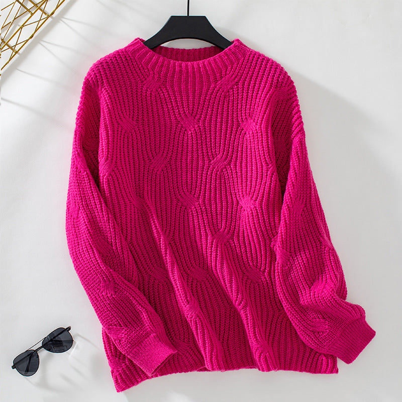 Chunky knit sweater for women with a striking wave pattern Lune London