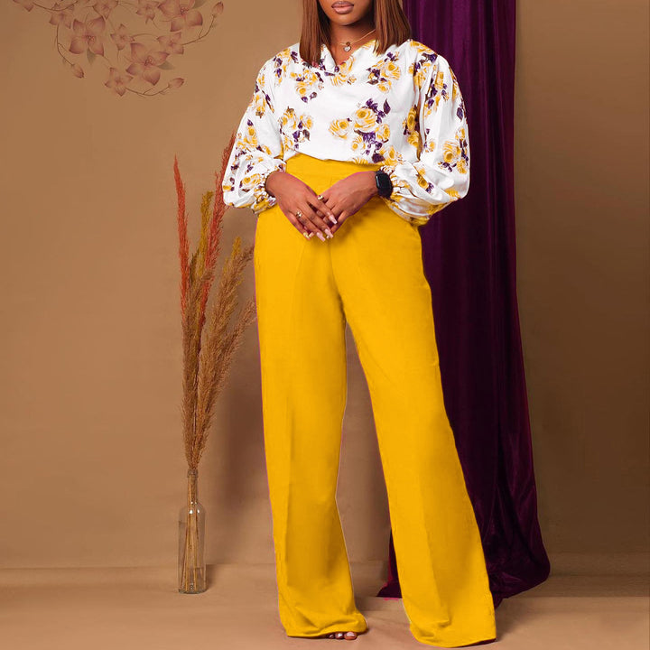 Women's jumpsuit with floral top and wide pants Lune London