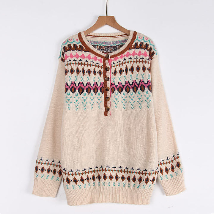 Pull en tricot pour femmes avec motif norvégien coloré Chic & Stil