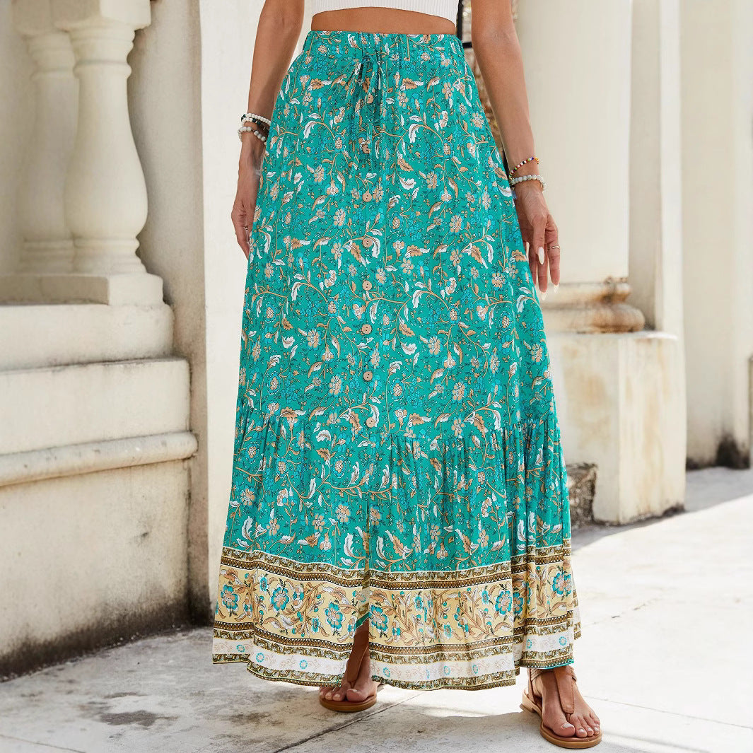 Lune London floral print bohemian maxi skirt