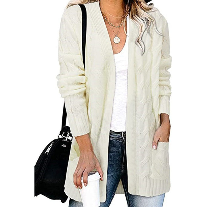 Cardigan femme en élégant motif en cable avec poches ouvertes Chic & Stil