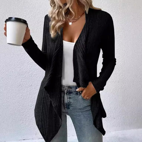Veste en tricot décontractée pour femmes avec ourlet asymétrique Lune London